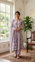 Women White Floral Printed Cotton Kurta Pant Dupatta Set