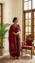 Women Multicolour Mirror Work Cotton Kurta Pant Dupatta Set