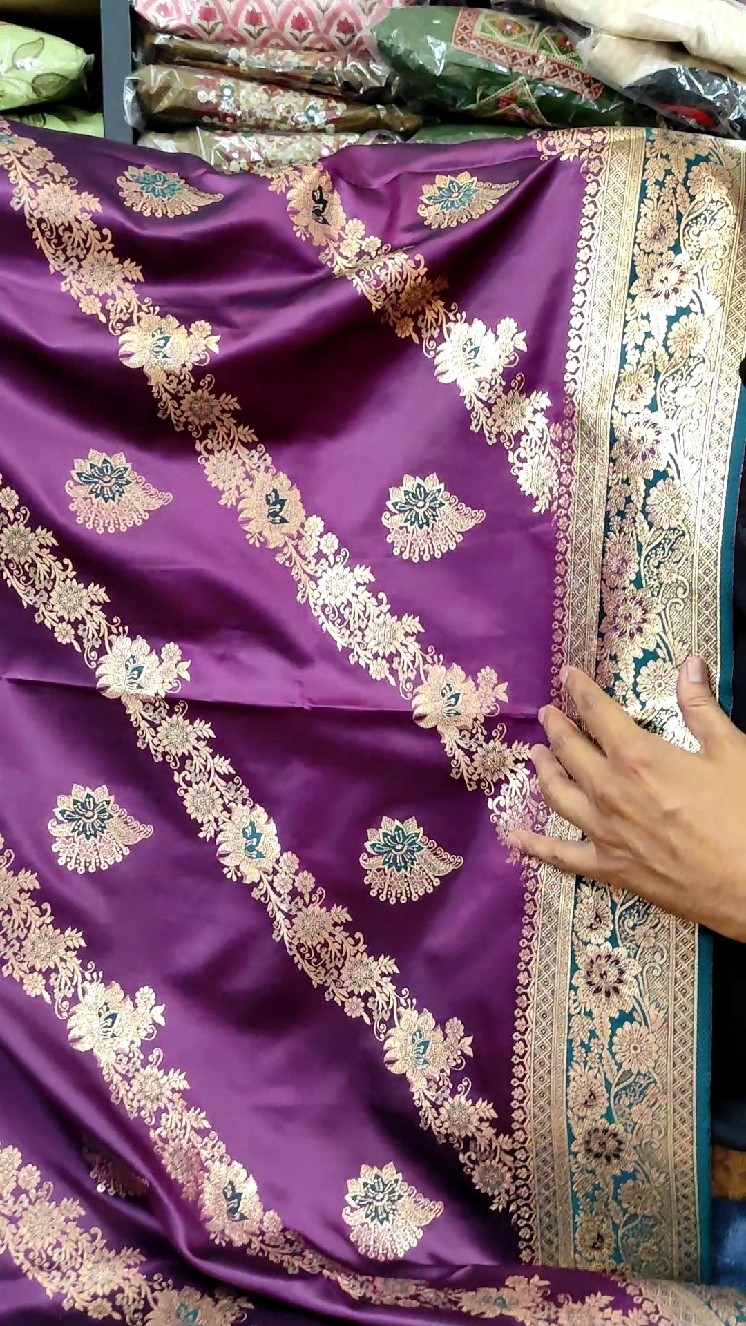 Banarasi Silk Saree | Royal Purple Handwoven Zari Floral Jaal Saree with Meenakari Border & Blouse Piece | Indian Wedding & Festive Wear