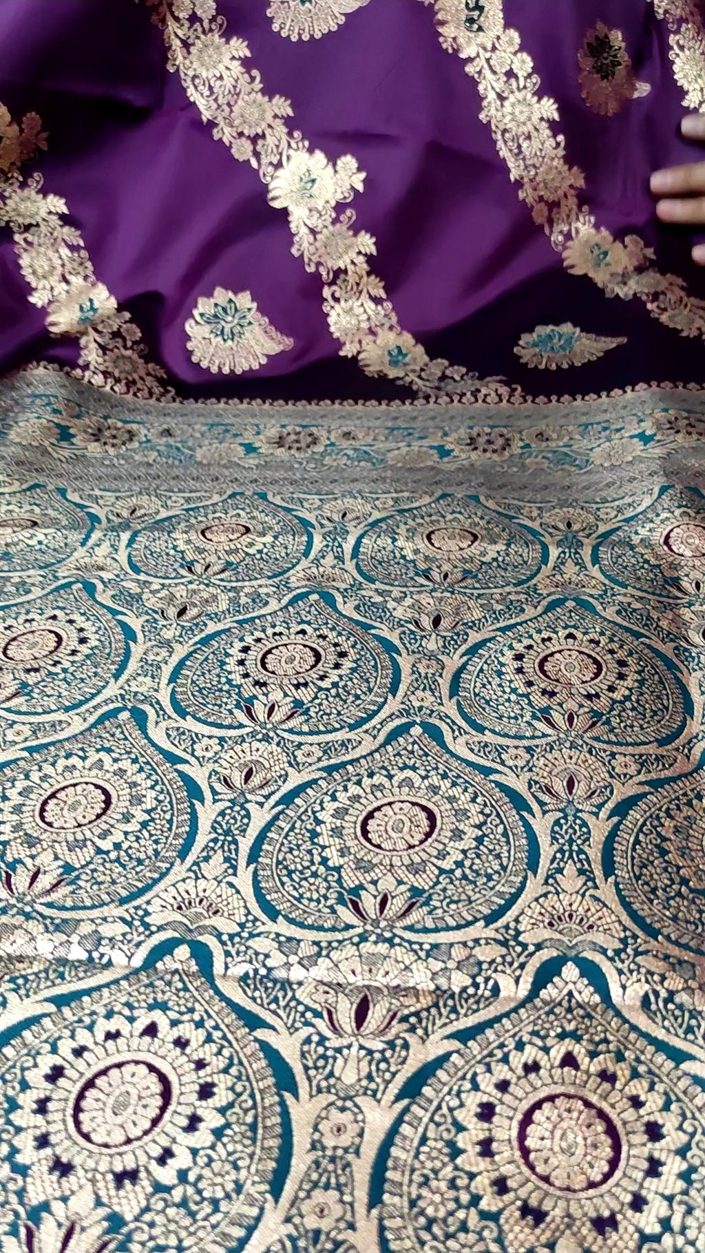 Banarasi Silk Saree | Royal Purple Handwoven Zari Floral Jaal Saree with Meenakari Border & Blouse Piece | Indian Wedding & Festive Wear