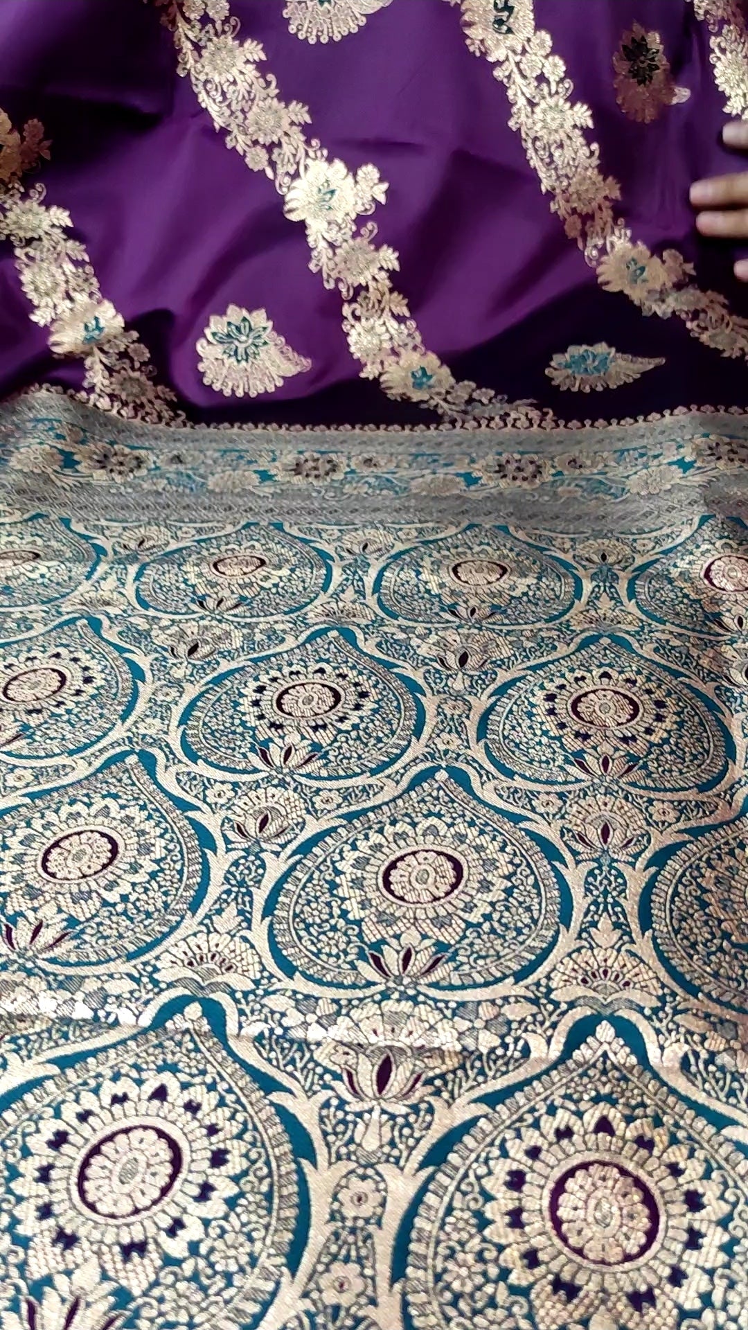 Banarasi Silk Saree | Royal Purple Handwoven Zari Floral Jaal Saree with Meenakari Border & Blouse Piece | Indian Wedding & Festive Wear