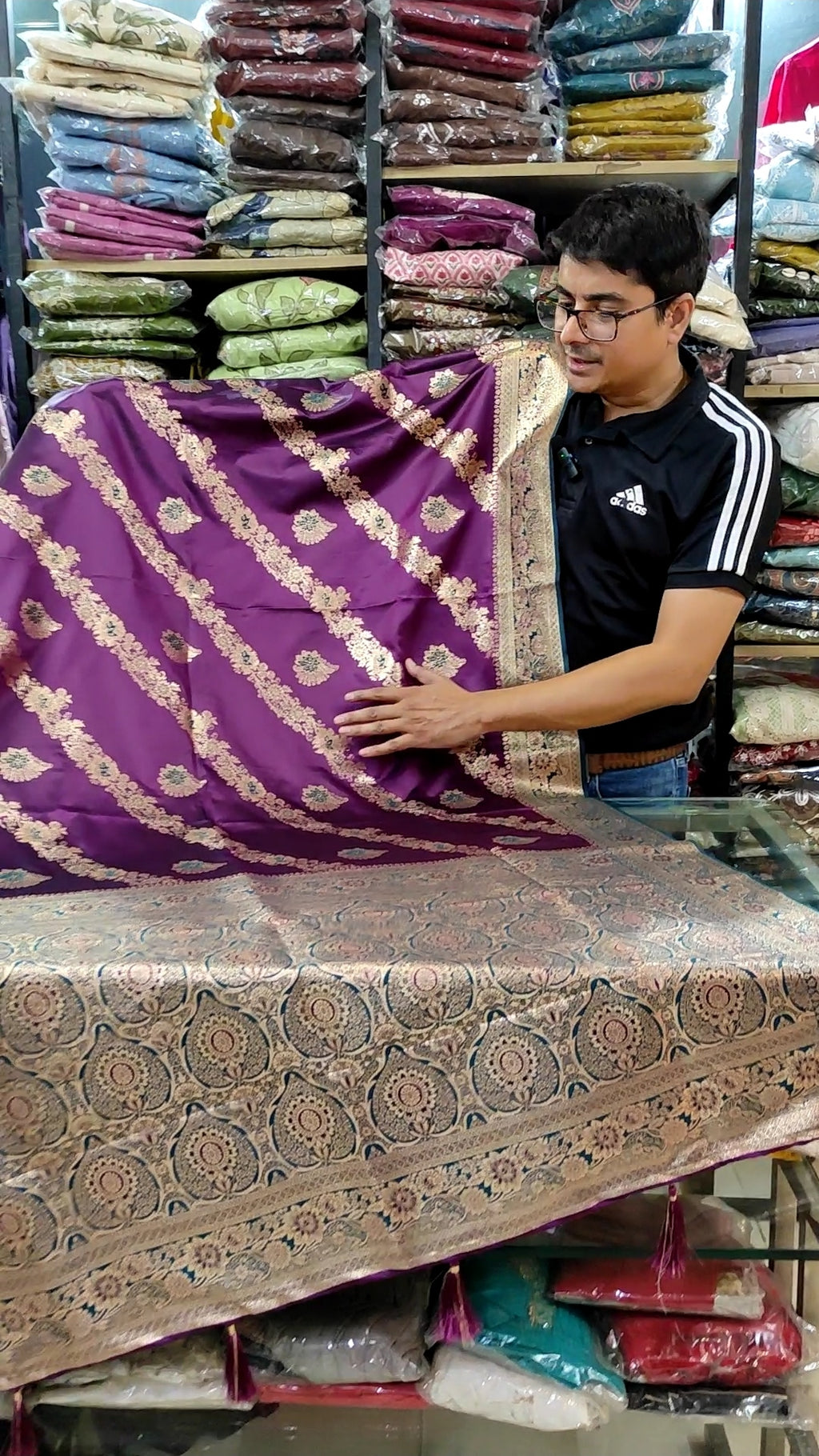 Banarasi Silk Saree | Royal Purple Handwoven Zari Floral Jaal Saree with Meenakari Border & Blouse Piece | Indian Wedding & Festive Wear