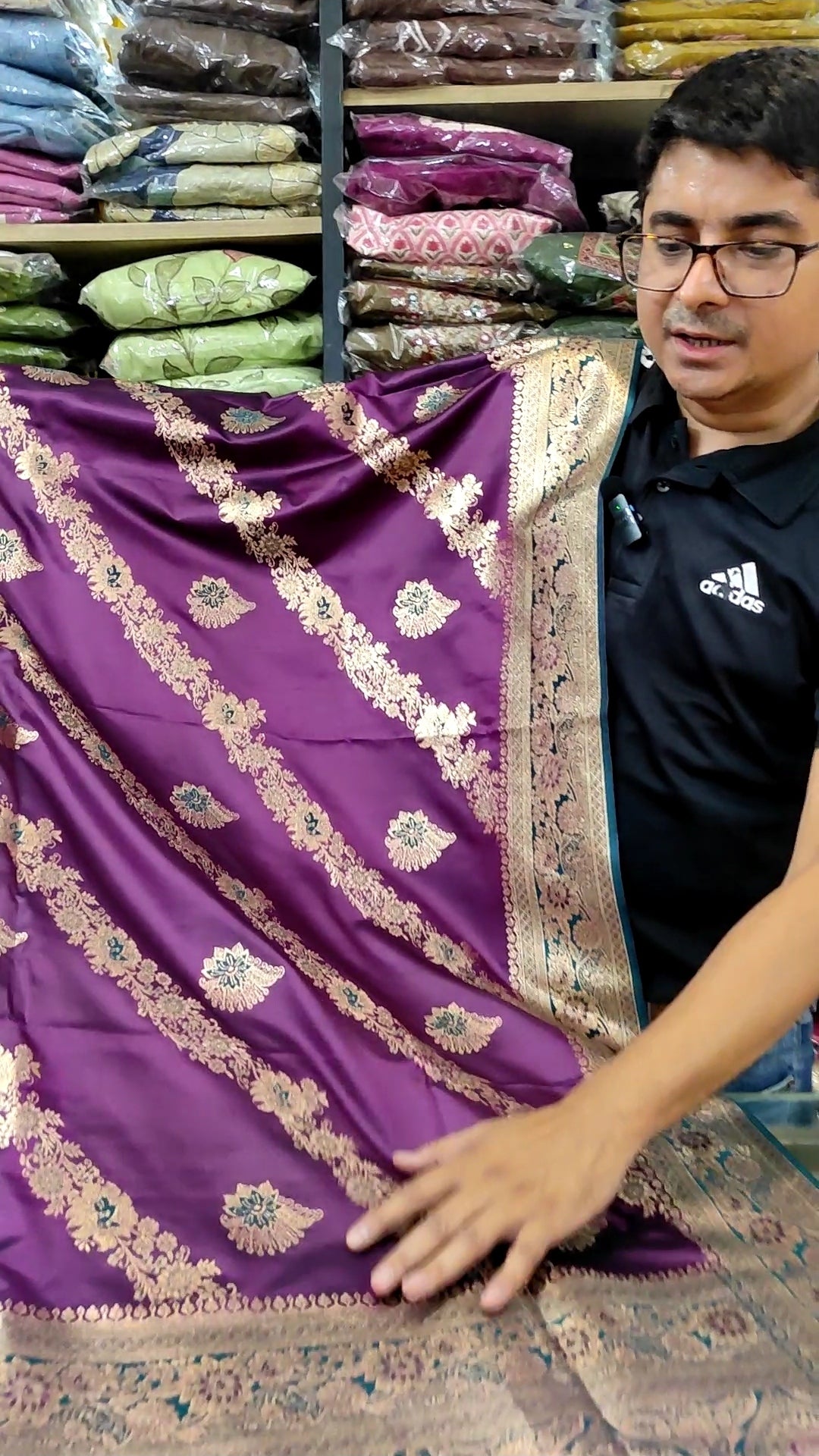 Banarasi Silk Saree | Royal Purple Handwoven Zari Floral Jaal Saree with Meenakari Border & Blouse Piece | Indian Wedding & Festive Wear