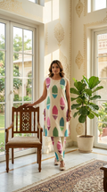 Women Off White Ikat Print Sleeveless Cotton Kurta Pant Set