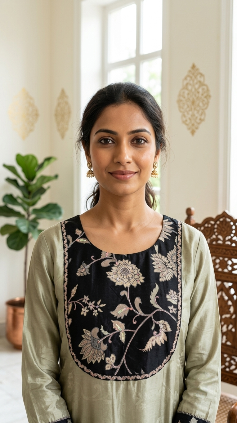 Women Grey Embroidered Crepe Silk Kurta Pant Dupatta Set