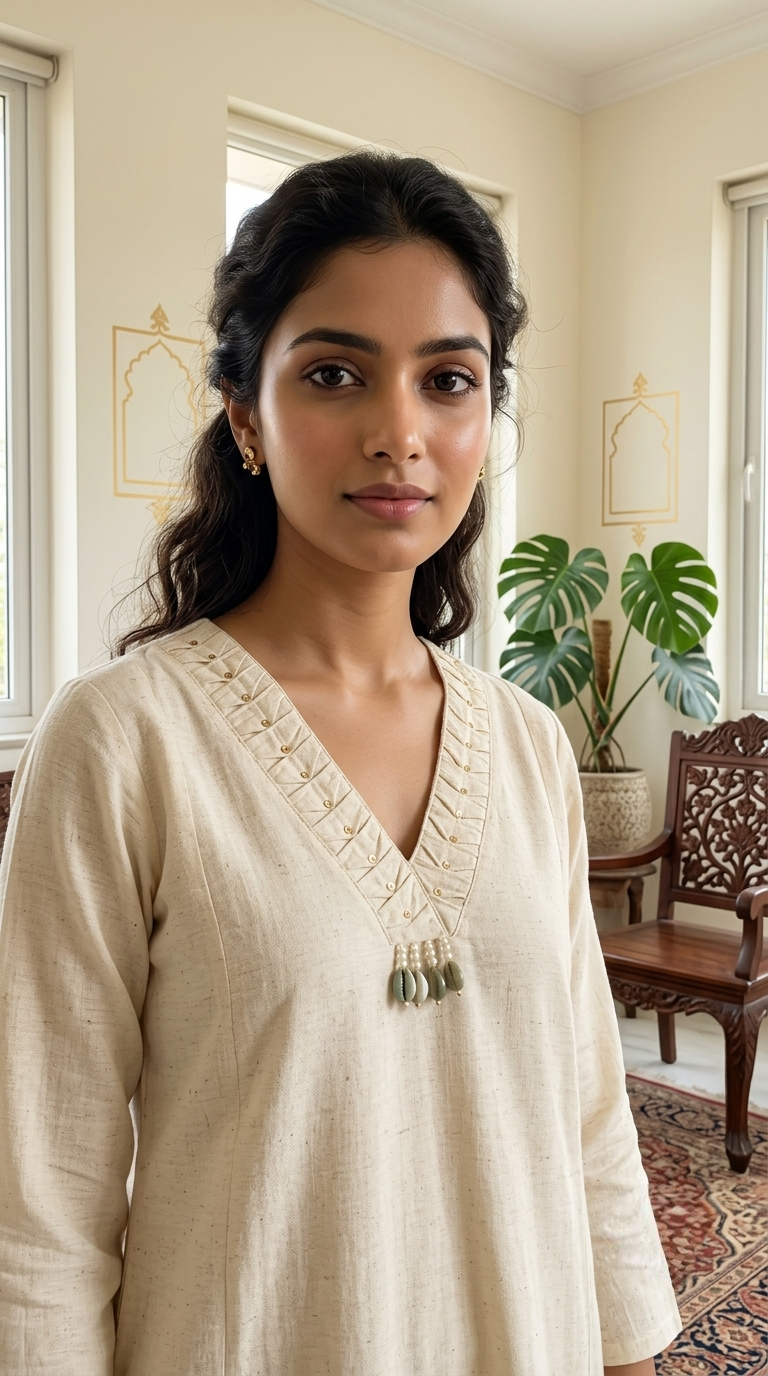 Women Off White Warli Art Print Cotton Kurta Palazzo Set