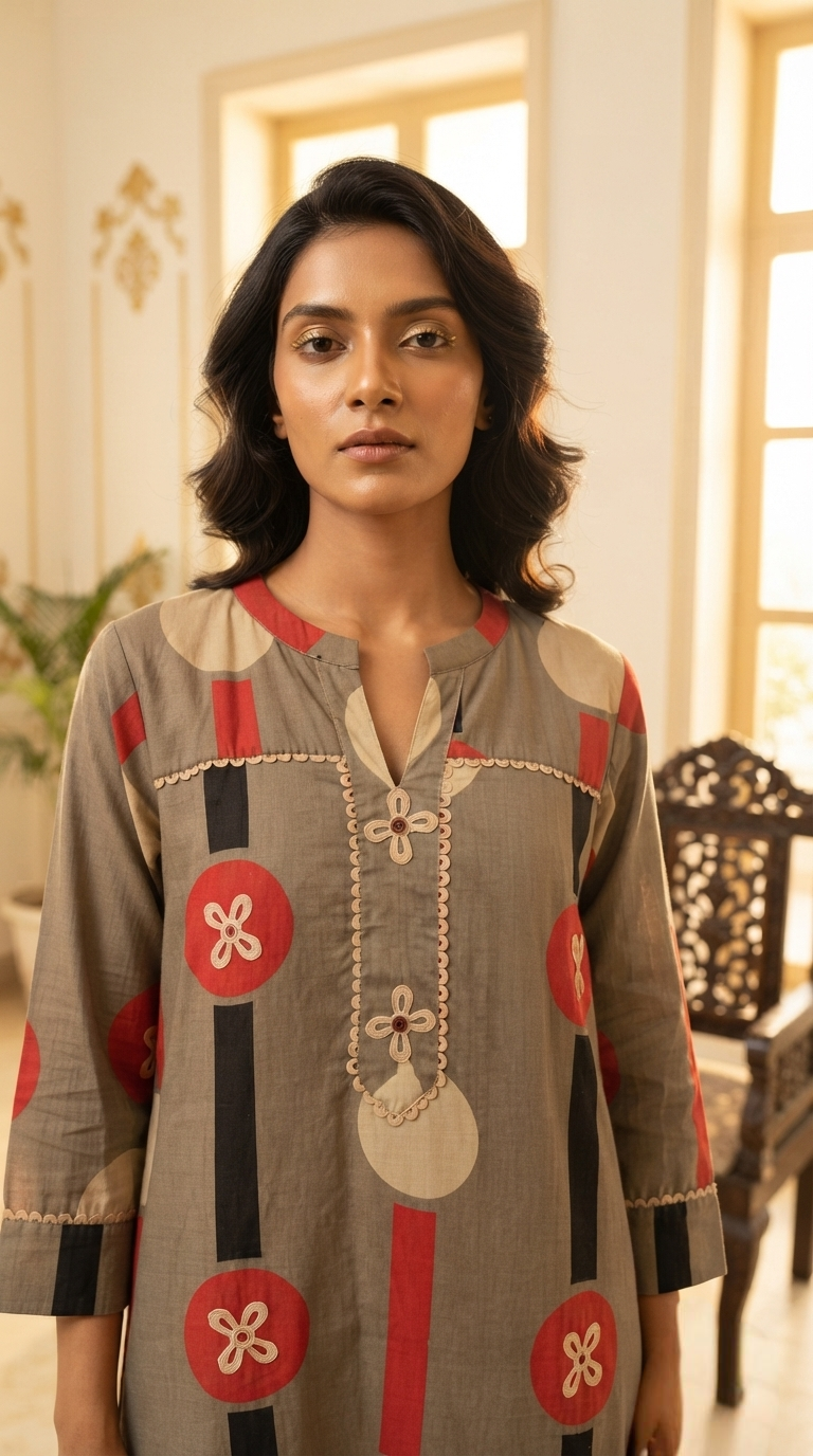 Women Multi Colour Printed Cotton Kurta Pant