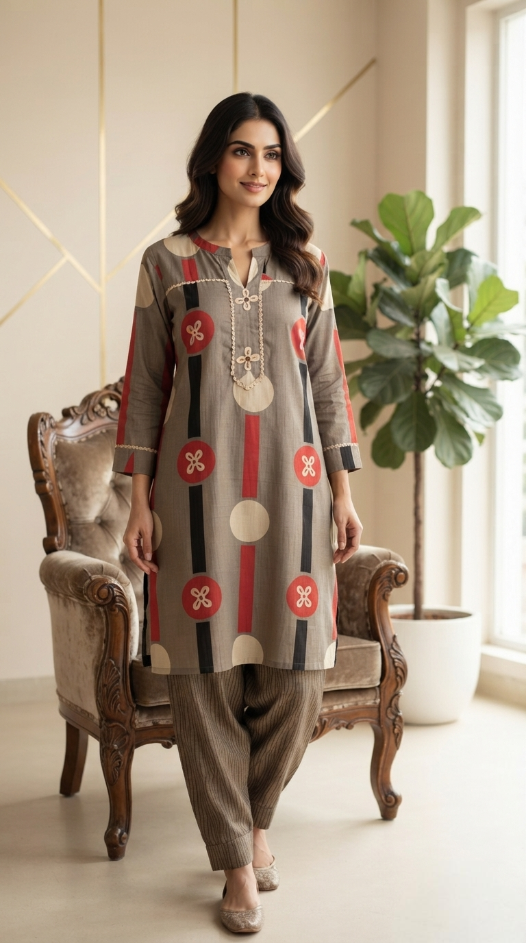 Women Multi Colour Printed Cotton Kurta Pant