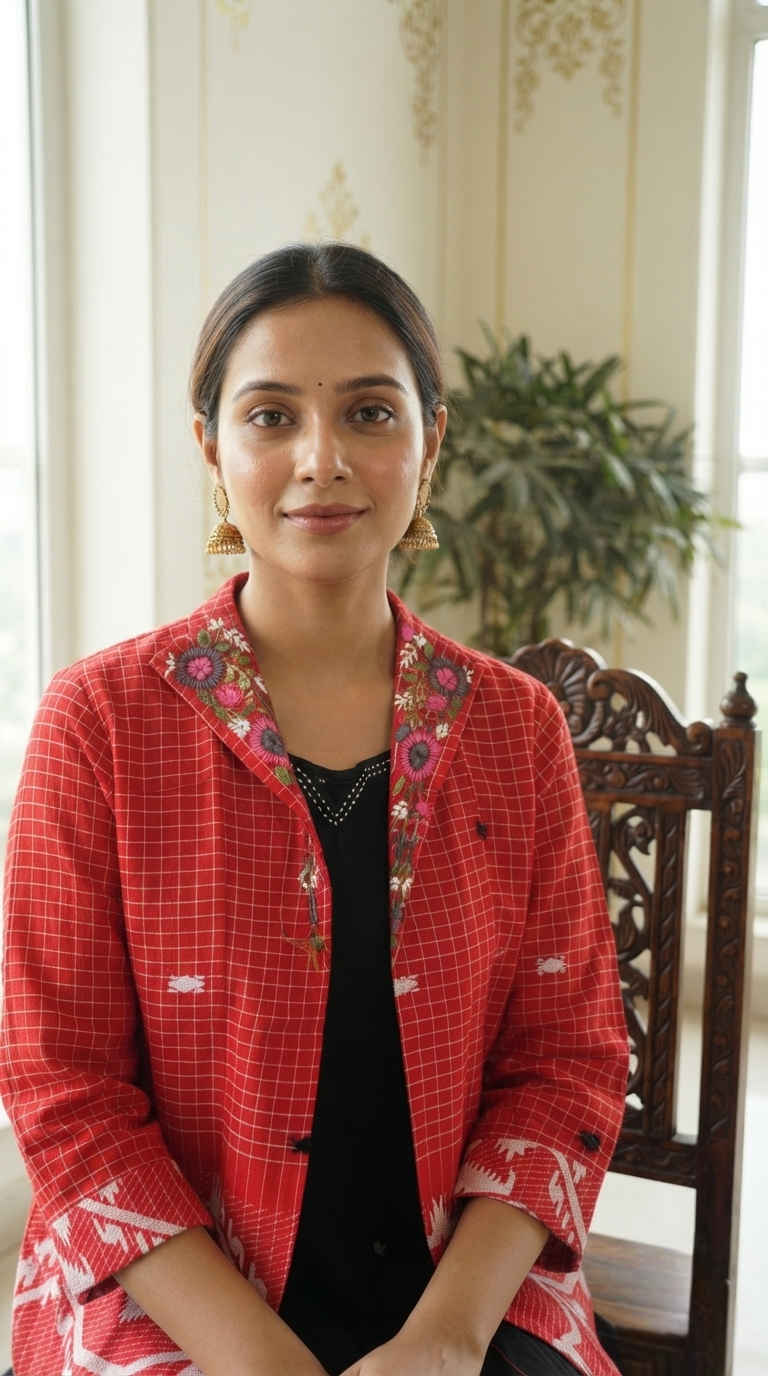 Women Embroidered Cotton Kurta Only
