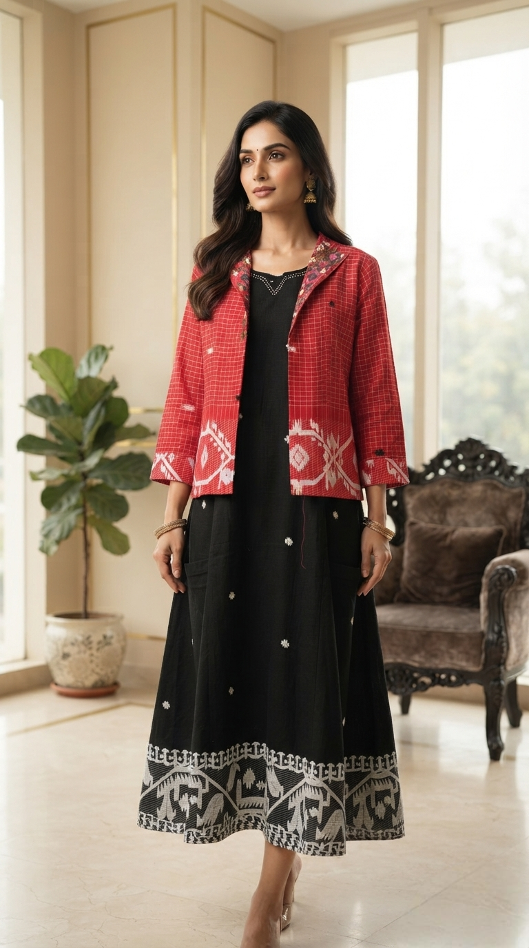 Women Embroidered Cotton Kurta Only