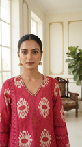 Women Pink Printed Cotton Kurta Pant Dupatta