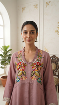 Women Purple Embroidered Cotton Cordset