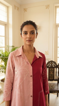 Women Pink Embroidered Cotton Long Dress