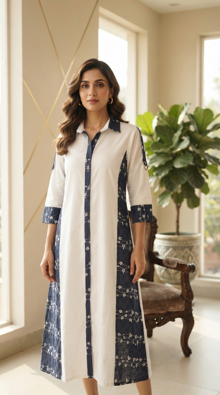 Women White Embroidered Cotton Dress