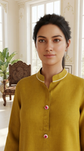 Women Yellow Embroidered Cotton Cordset