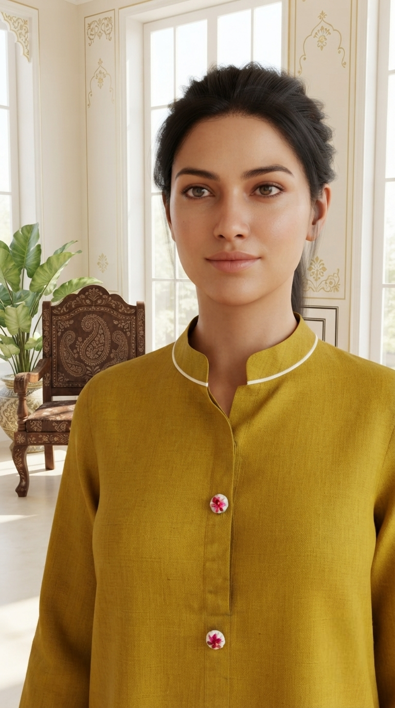 Women Yellow Embroidered Cotton Cordset