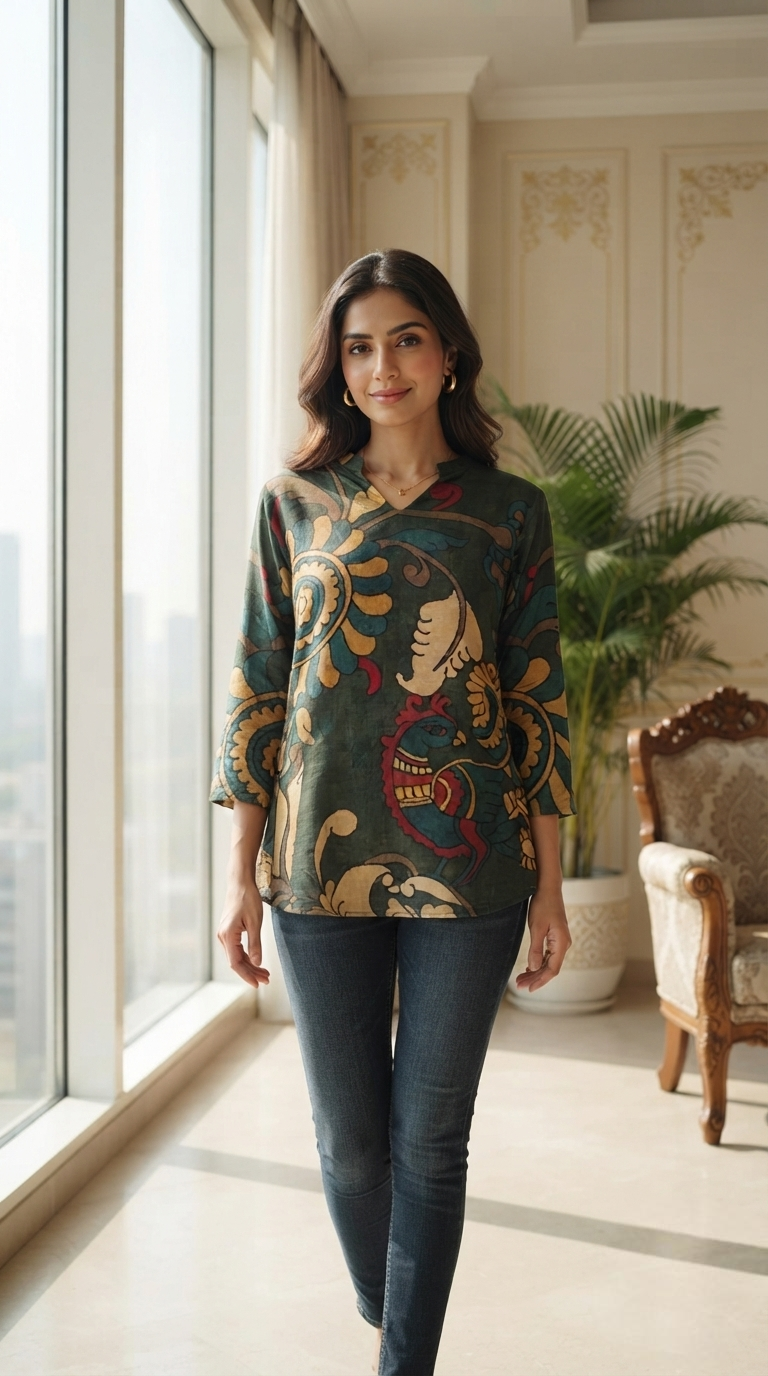 Women Multicolour Printed Slik Shirt