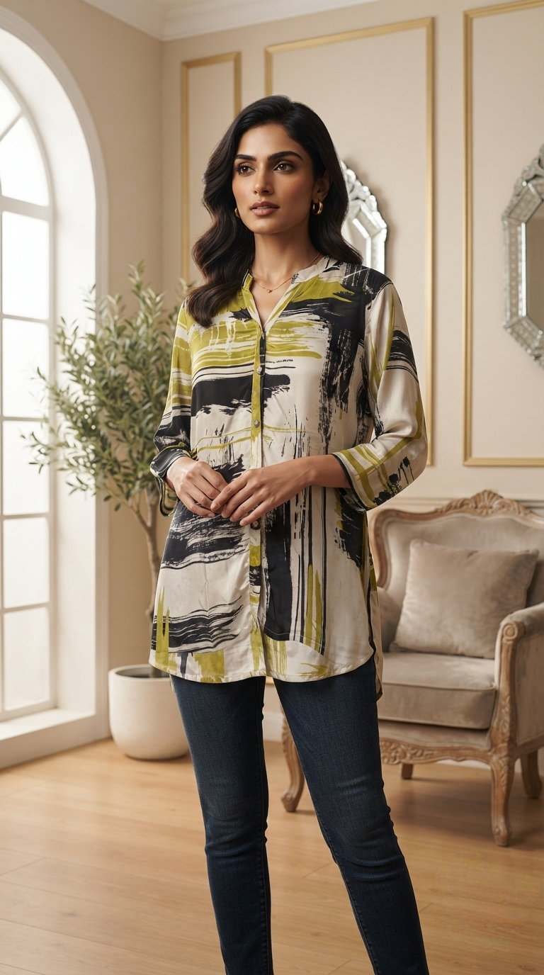 Women Multicolour Printed Slik shirt