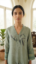 Women Green Printed Cotton Kurta And Pant