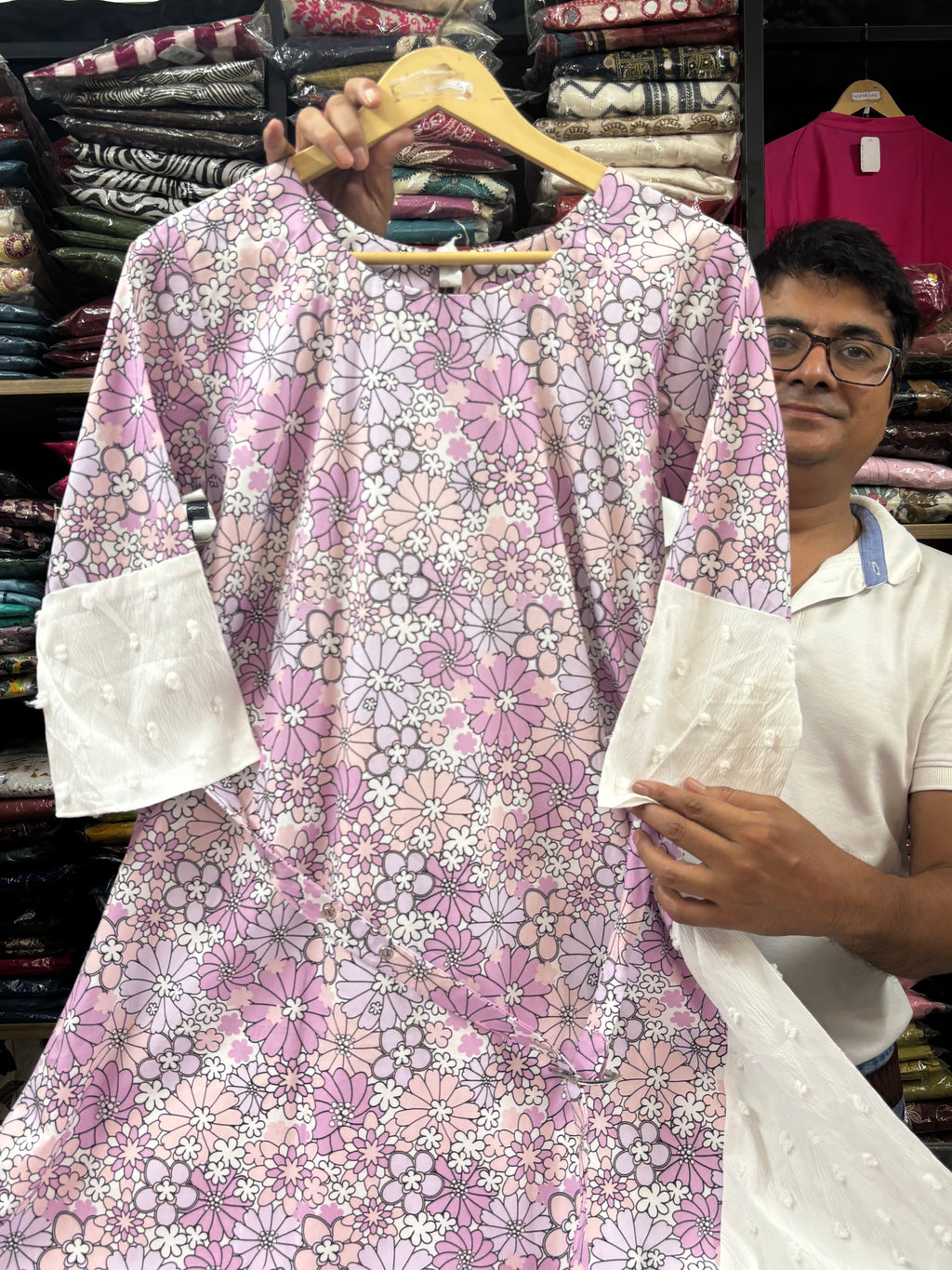 Women Purple Floral Cotton Dress