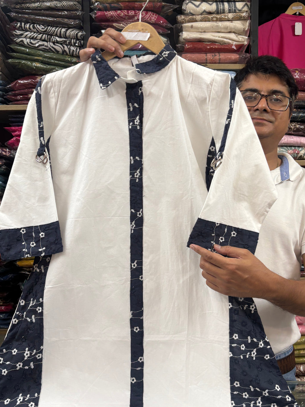 Women White Embroidered Cotton Dress