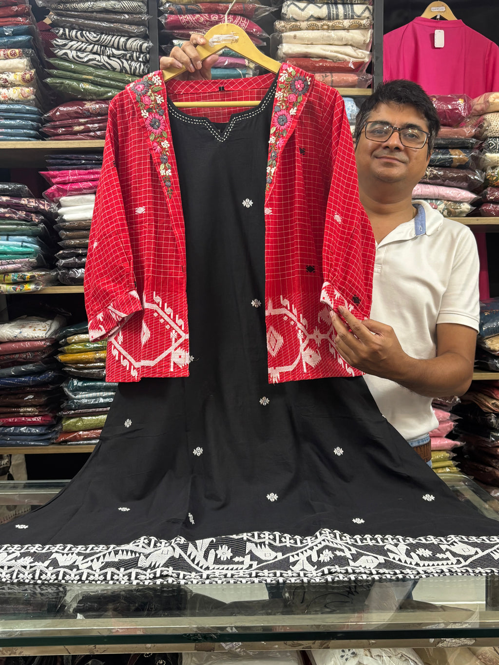 Embroidered Cotton long dress for women - image 3