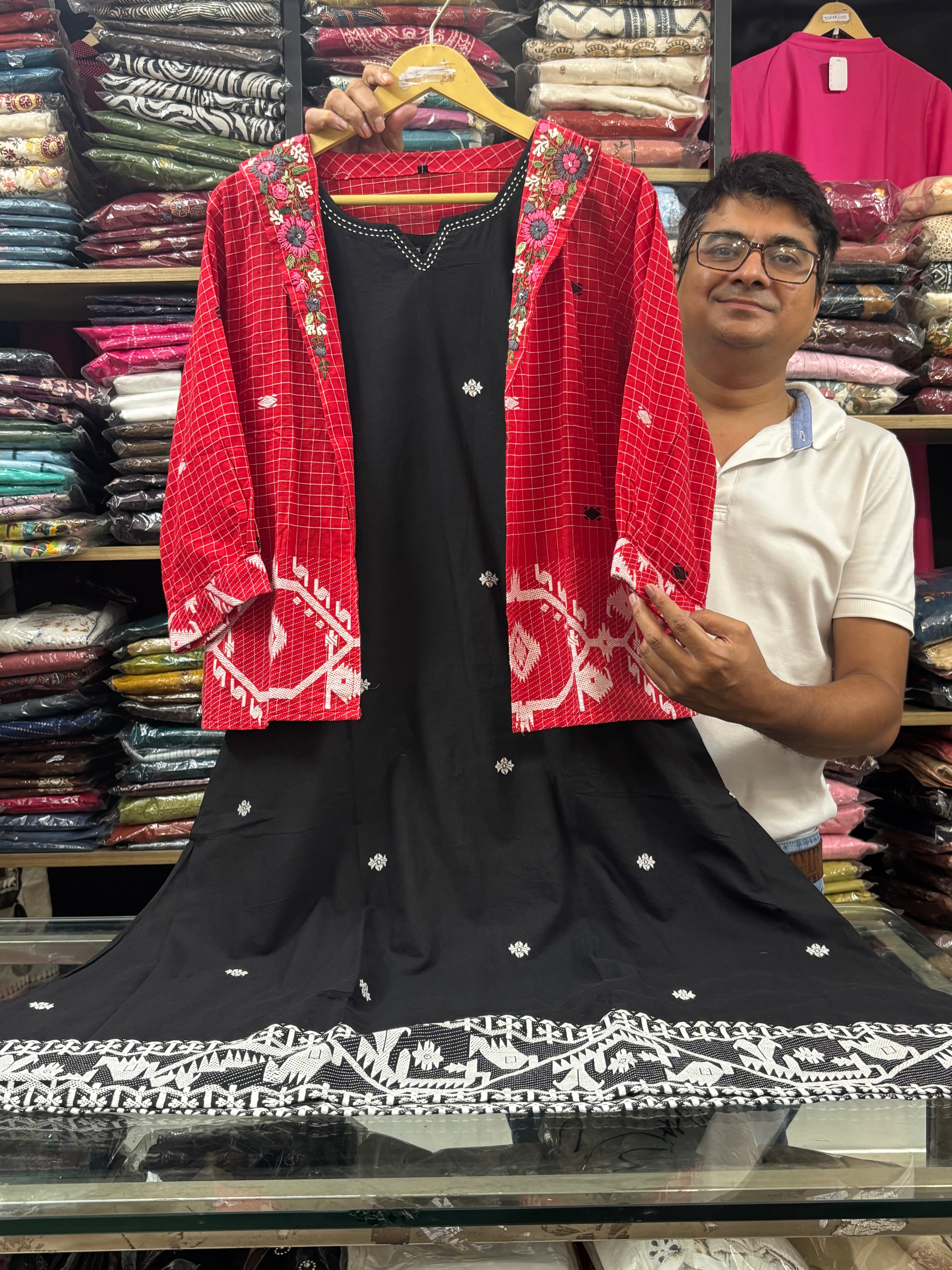 Embroidered Cotton long dress for women - image 3