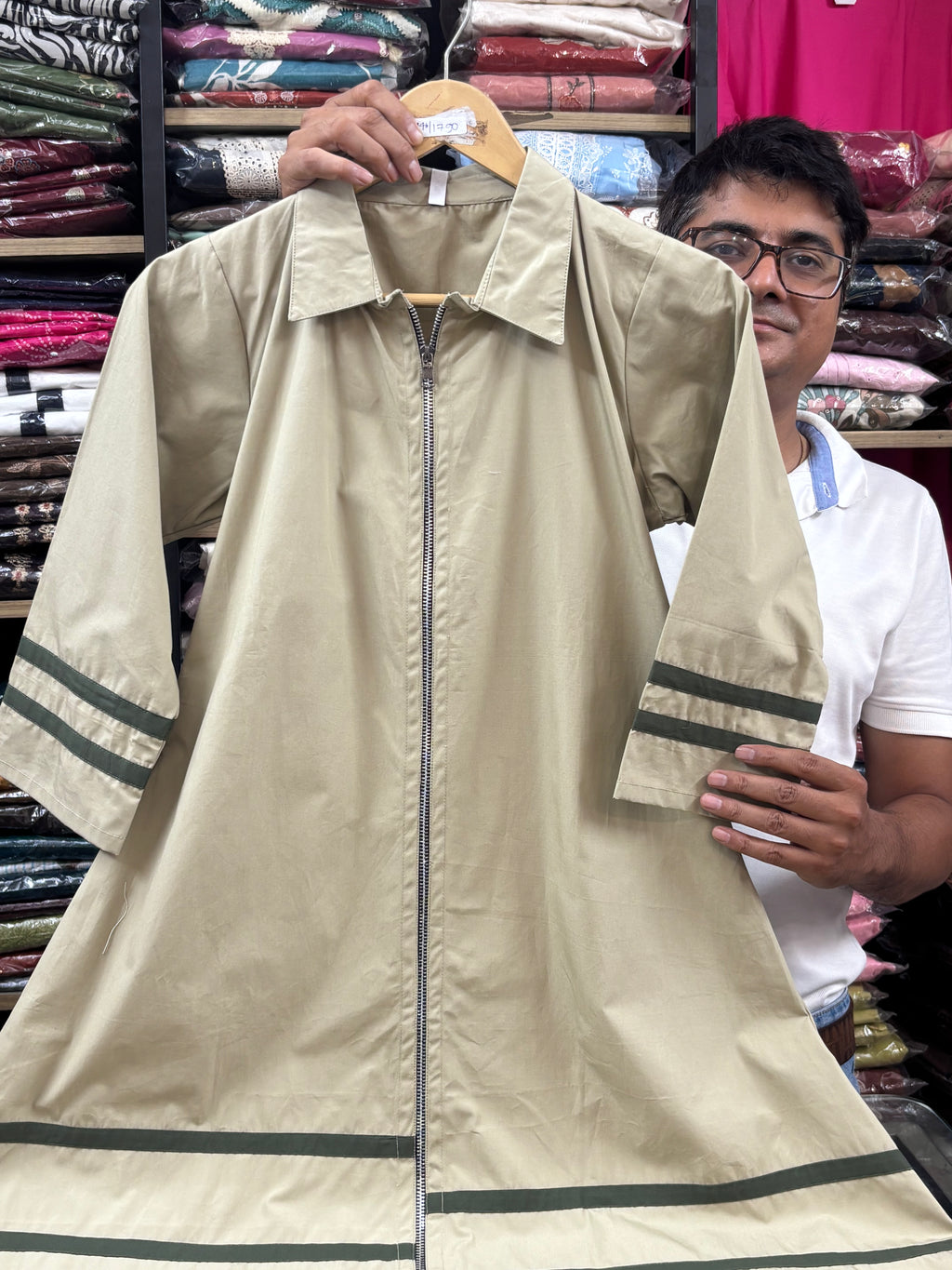 Women Beige Embroidered Cotton Dress