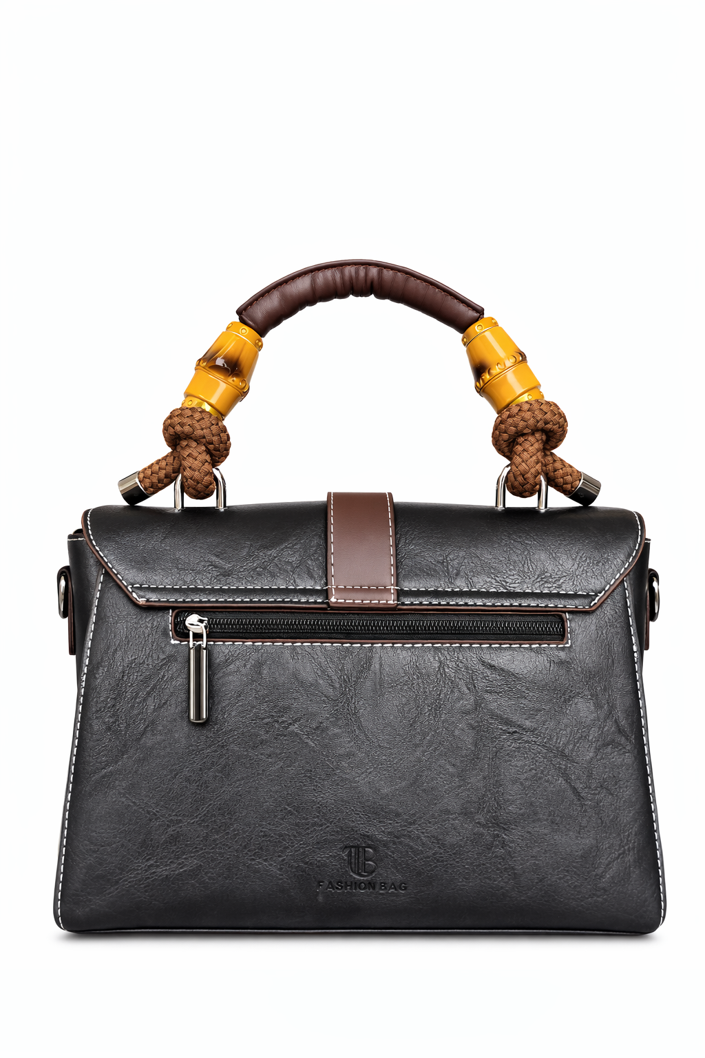 Super Classic Black Circular Sliver Toned Design Elegant Handbag