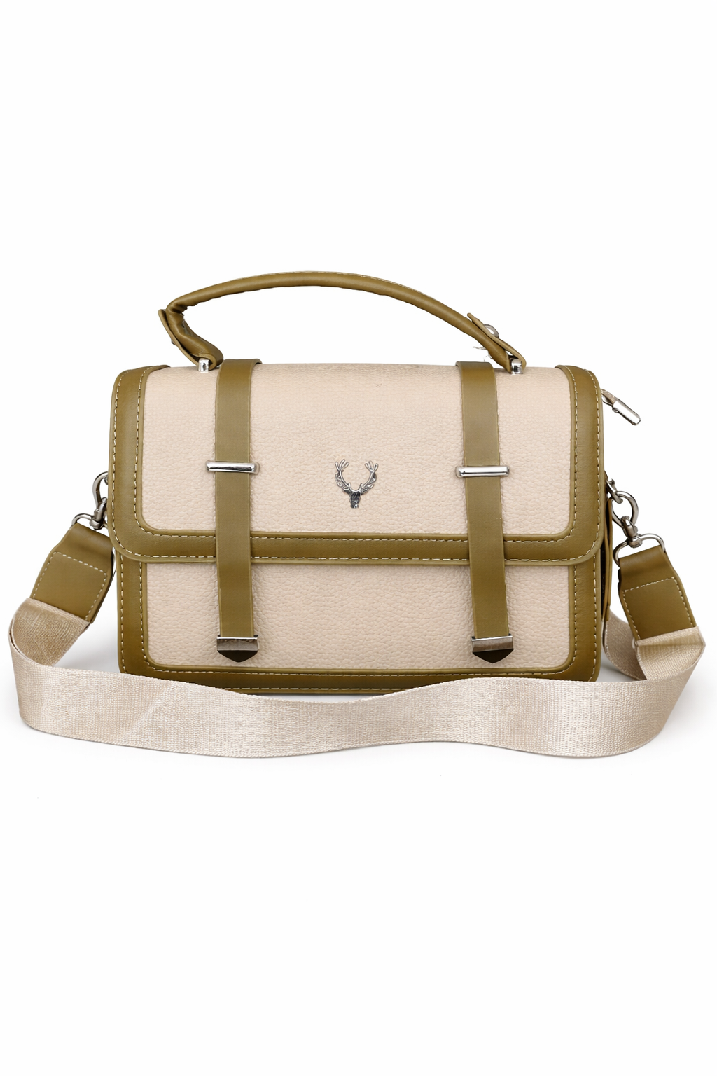 Super Classic Beige & Olive Green Elegant Handbag