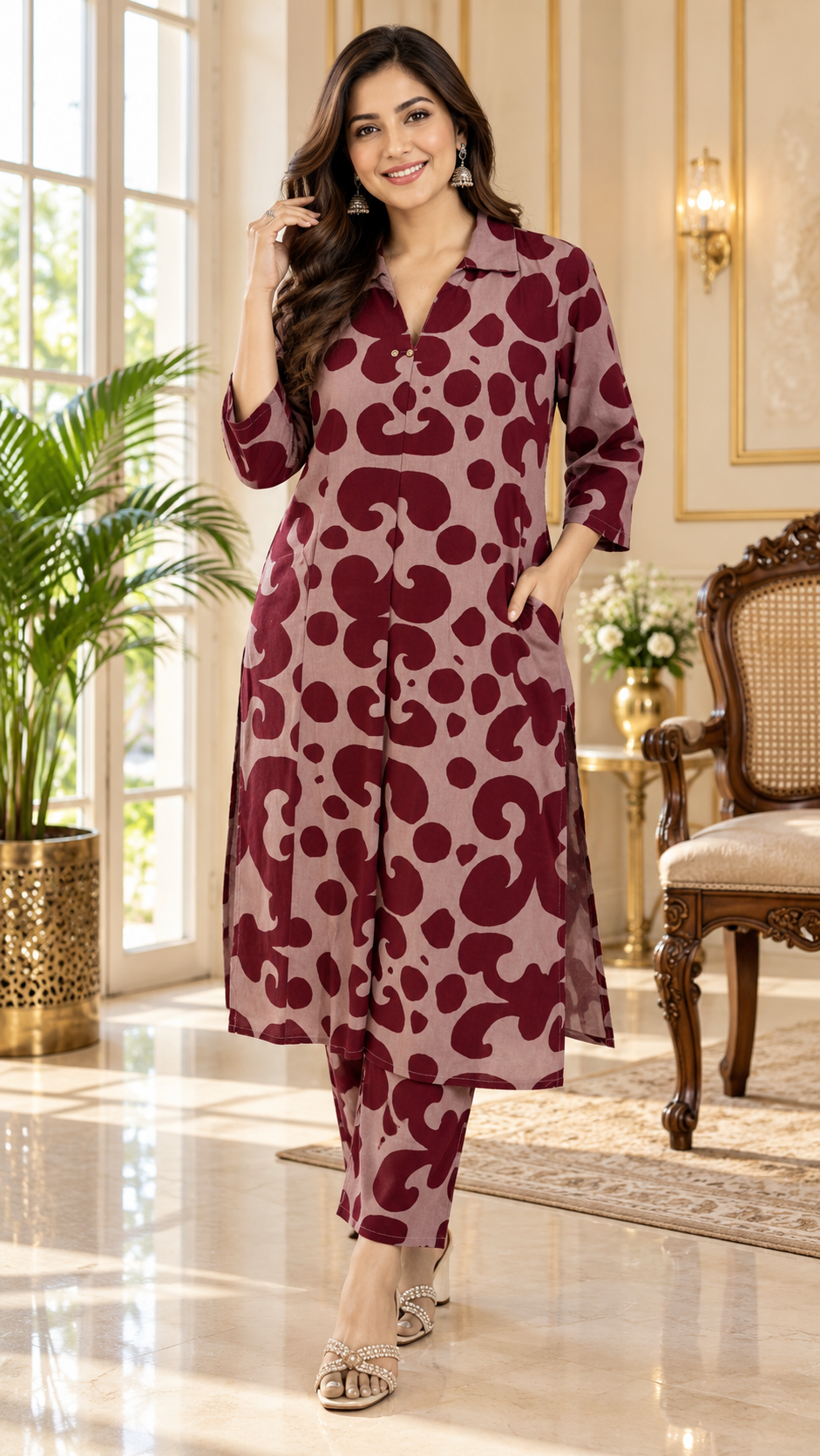 Purple Printed Cotton co-ord set for women - image 2