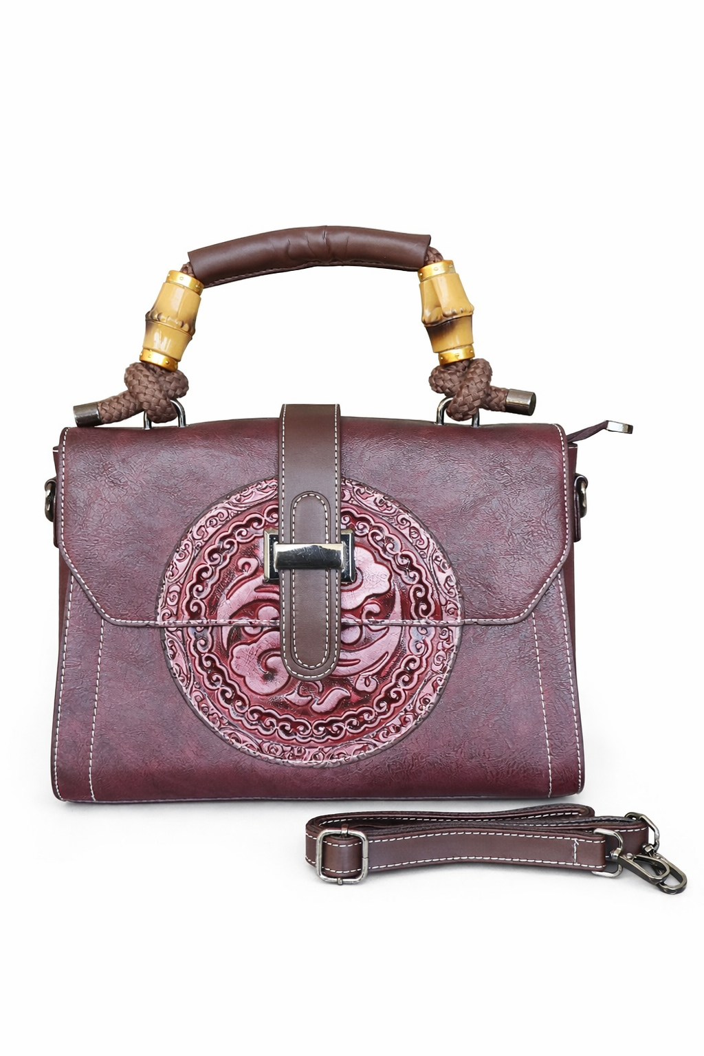 Super Classic Deep Reddish-Brown Elegant Handbag