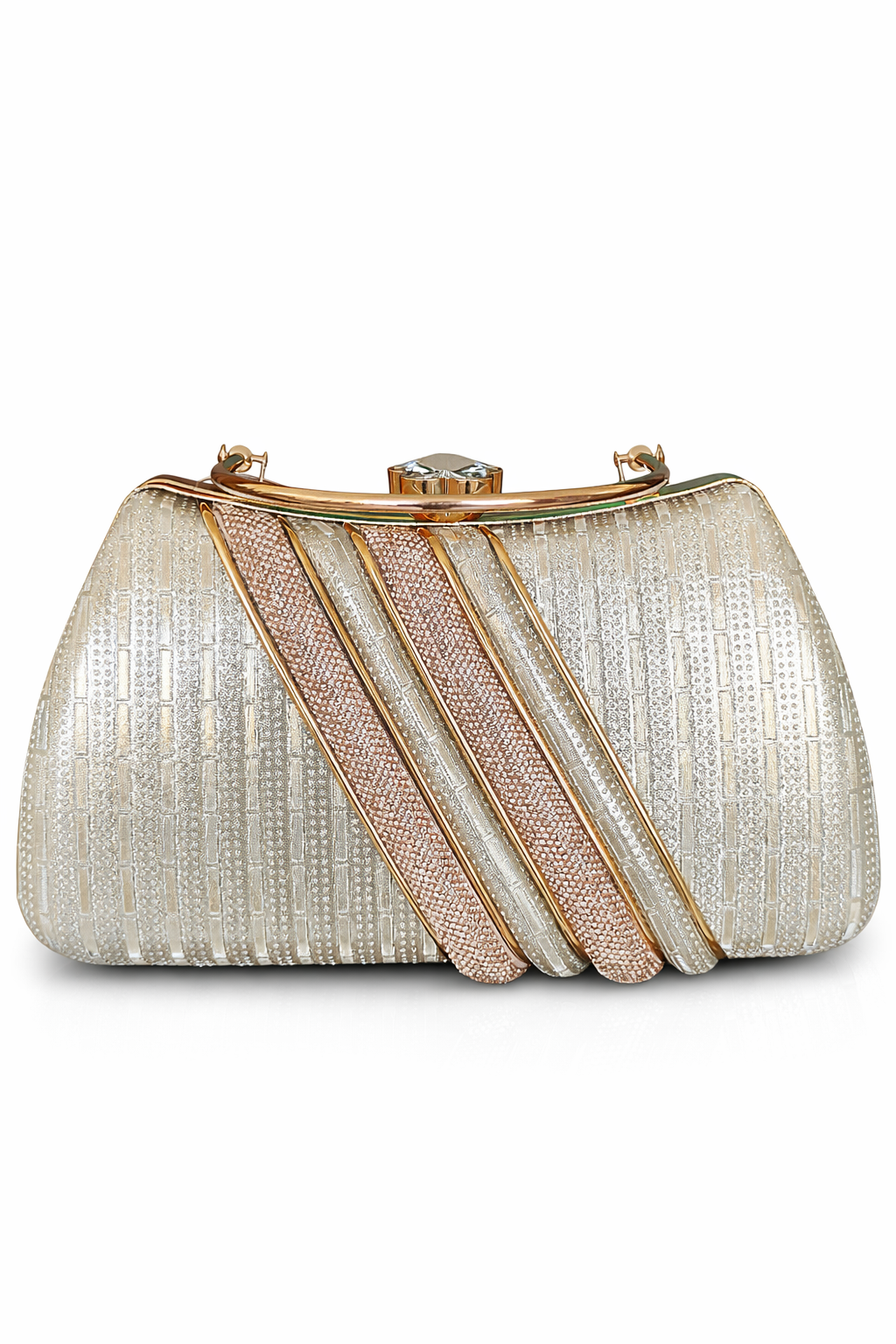 Super Classic Gold Rose Gold Diagonal Stripes Elegant Clutch