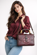 Super Classic Deep Reddish-Brown Elegant Handbag